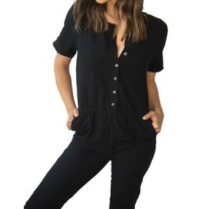 Orange Creek Black Linen Romper